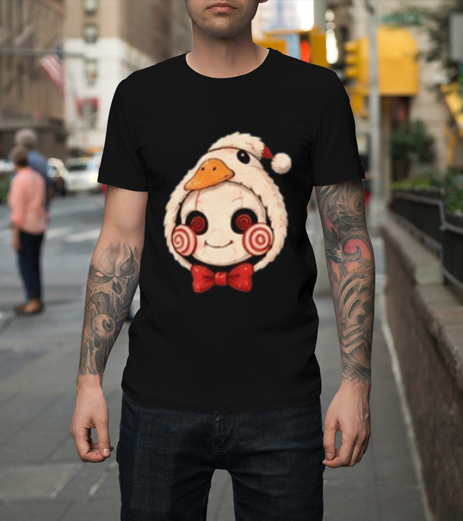 Jigsaw I Want To Play A Game With Cookies Christmas Santa Chicken Costume T-Shirt