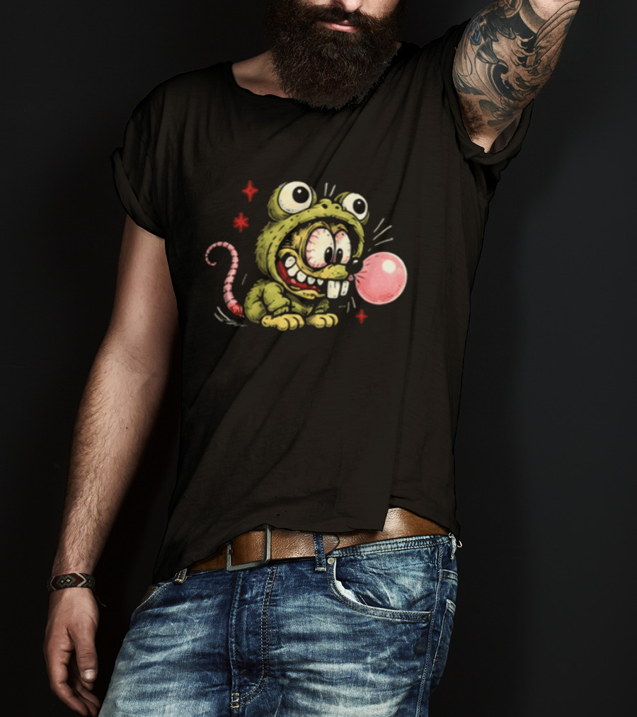 Baby Rat Fink Frog Christmas Oops My Bad Bubble Trouble Fun For Rat Fink Lovers T-Shirt