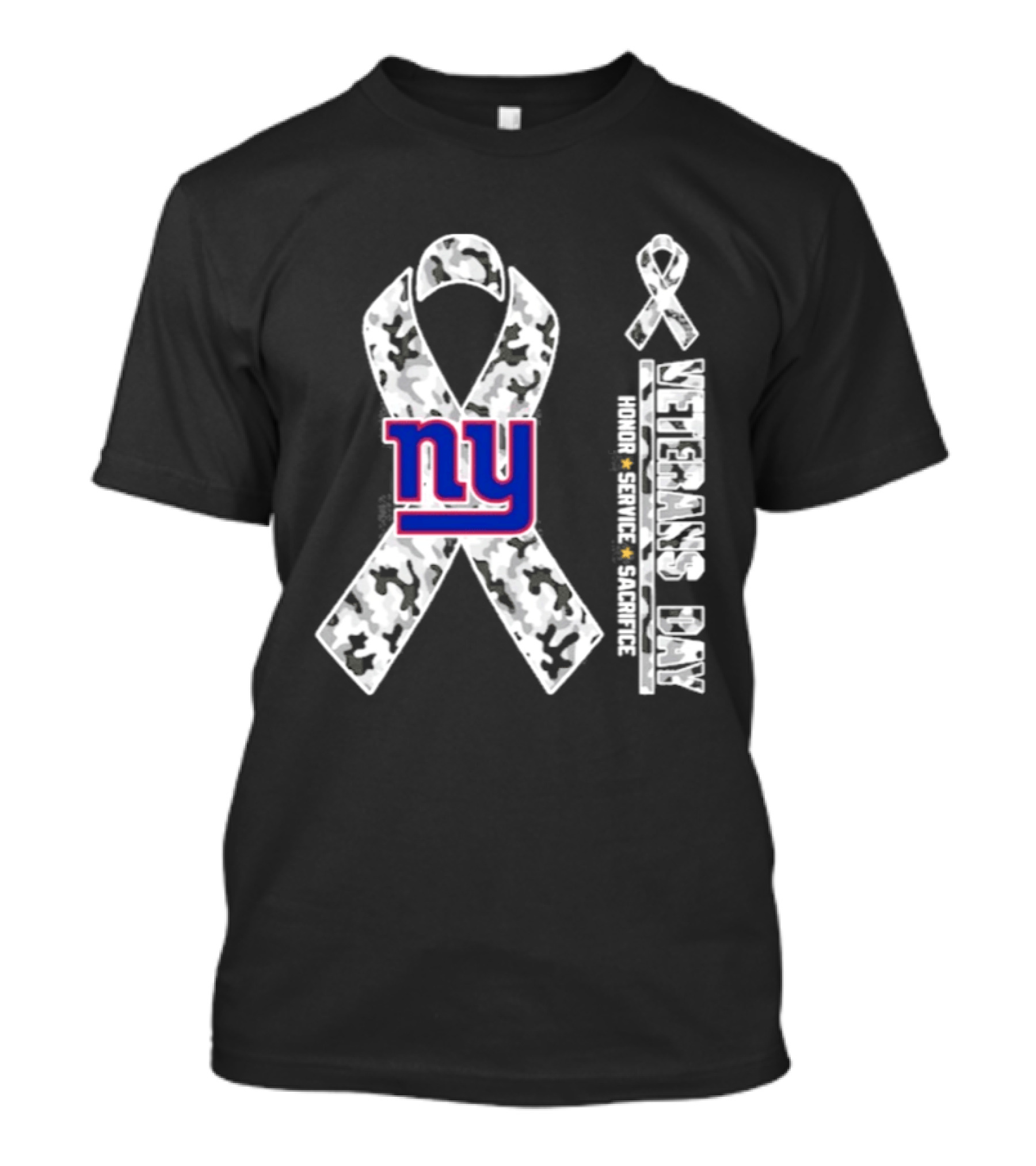 New York Giants Veterans Day 2026 Camo Ribbon Honor Service Sacrifice T-Shirt