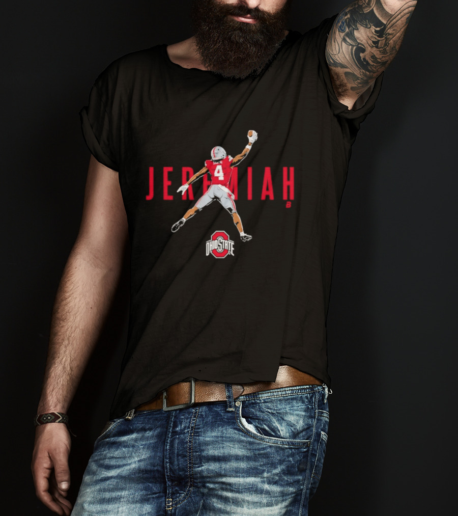 Ohio State Football Jeremiah 4 Player With Jumping Pose T-Shirt