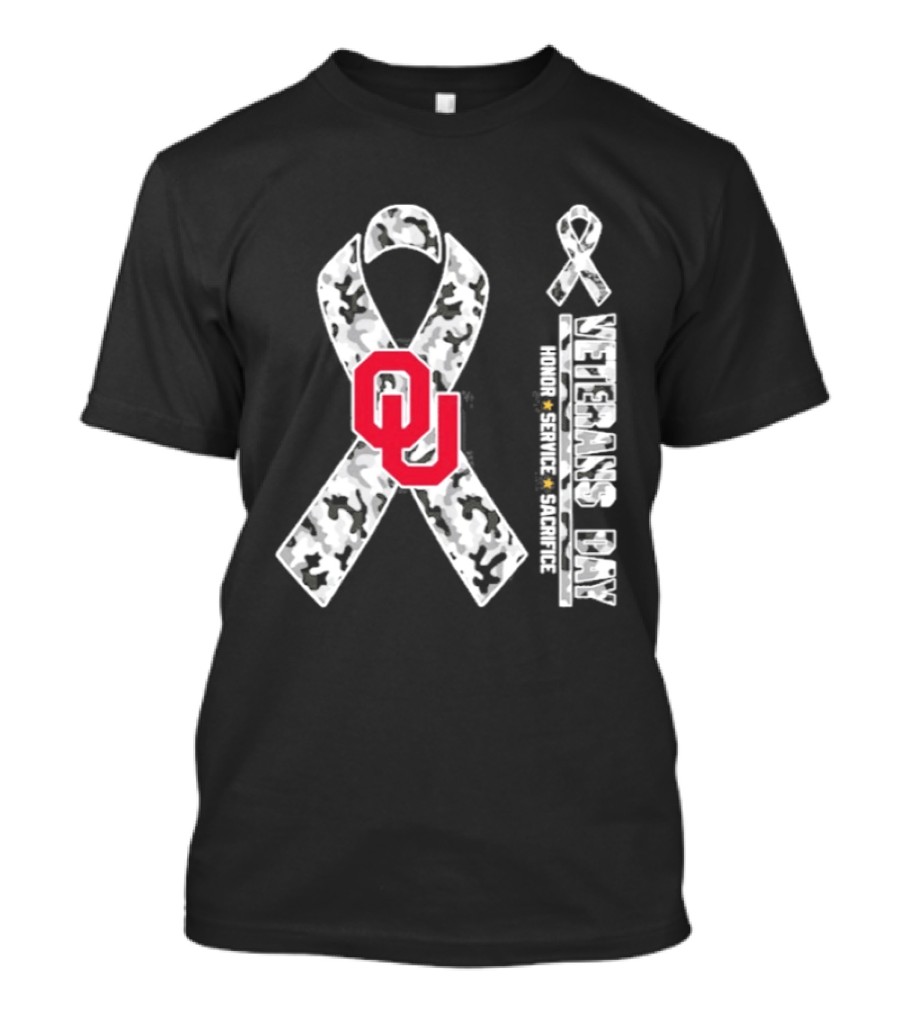 Oklahoma Sooners Veterans Day 2026 Honor Service Sacrifice Camouflage Ribbon T-Shirt