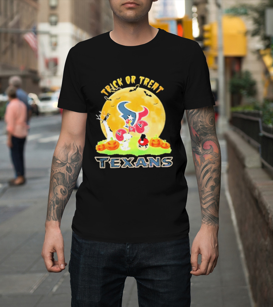 Trick Or Treat Houston Texans Peanuts Halloween Abbey Road 2026 T-Shirt
