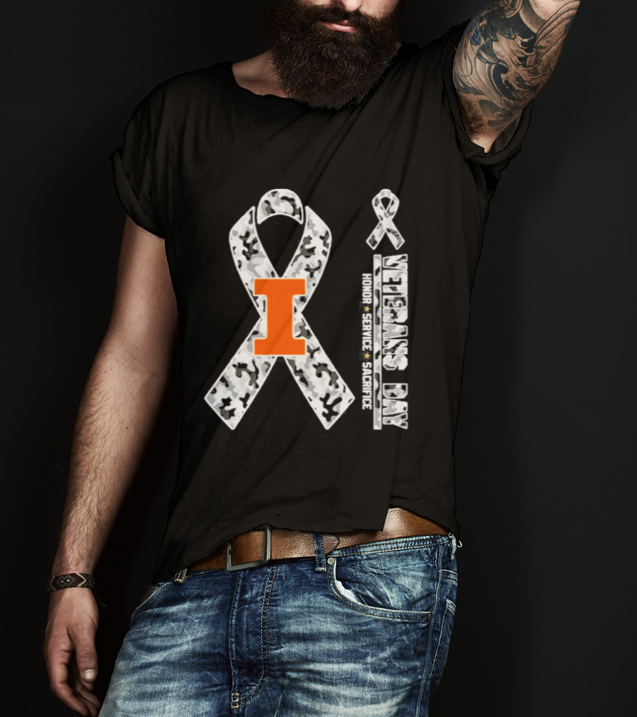 Illinois Fighting Illini Veterans Day 2026 Honor Service Sacrifice Camouflage Ribbon T-Shirt