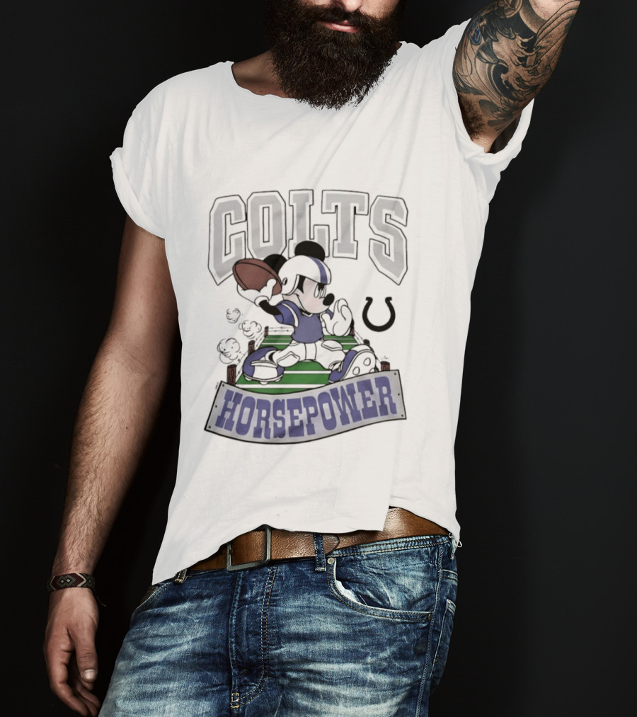 Mickey Mouse Colts Horsepower 2026 Football Disney X Indianapolis Collaboration T-Shirt