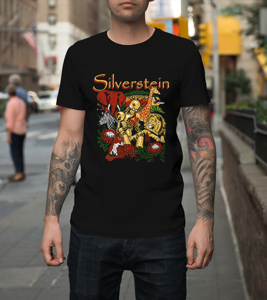 Silverstein South African 2026 Tour Wildlife Artistry With Golden Robots And Iconic Animals T-Shirt