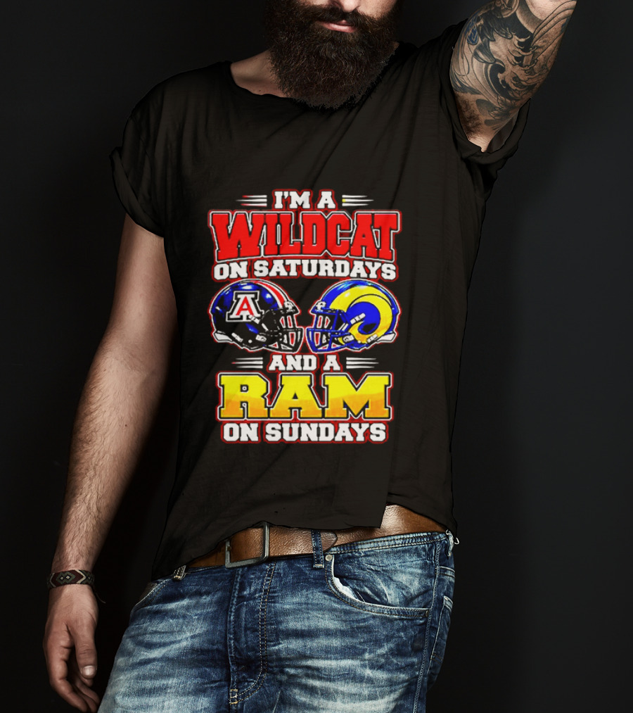 I'm A Wildcat On Saturdays And A Ram On Sundays Arizona Los Angeles Football Fans T-Shirt