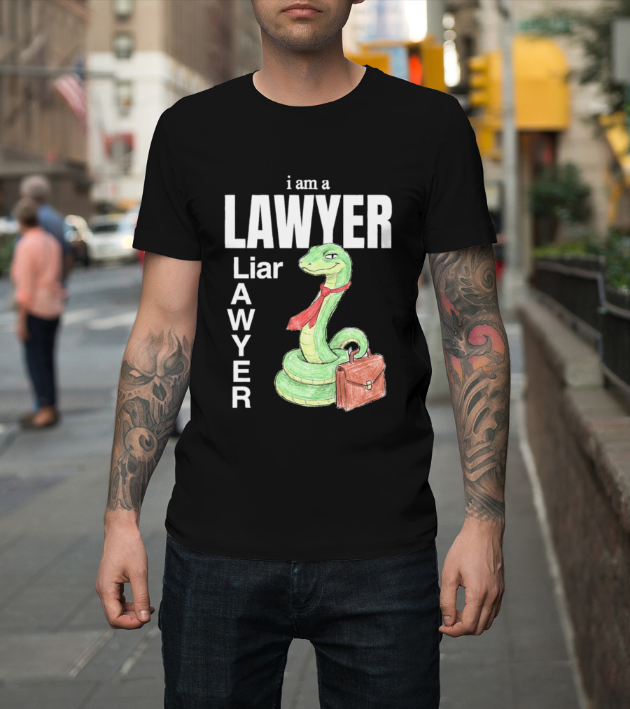 I Am A Lawyer Liar Awyer Snake Briefcase Legal Humor T-Shirt