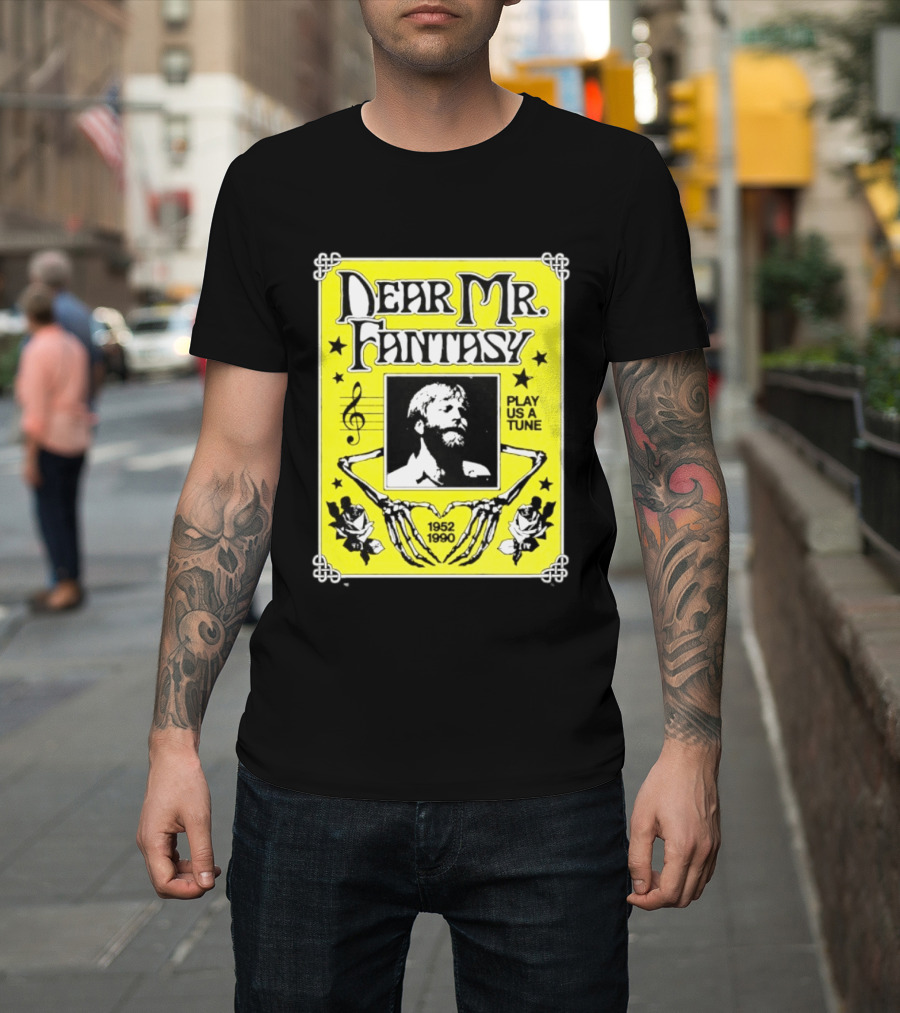 Dear Mr Fantasy Play Us A Tune 1952 1990 Skeleton Musician T-Shirt