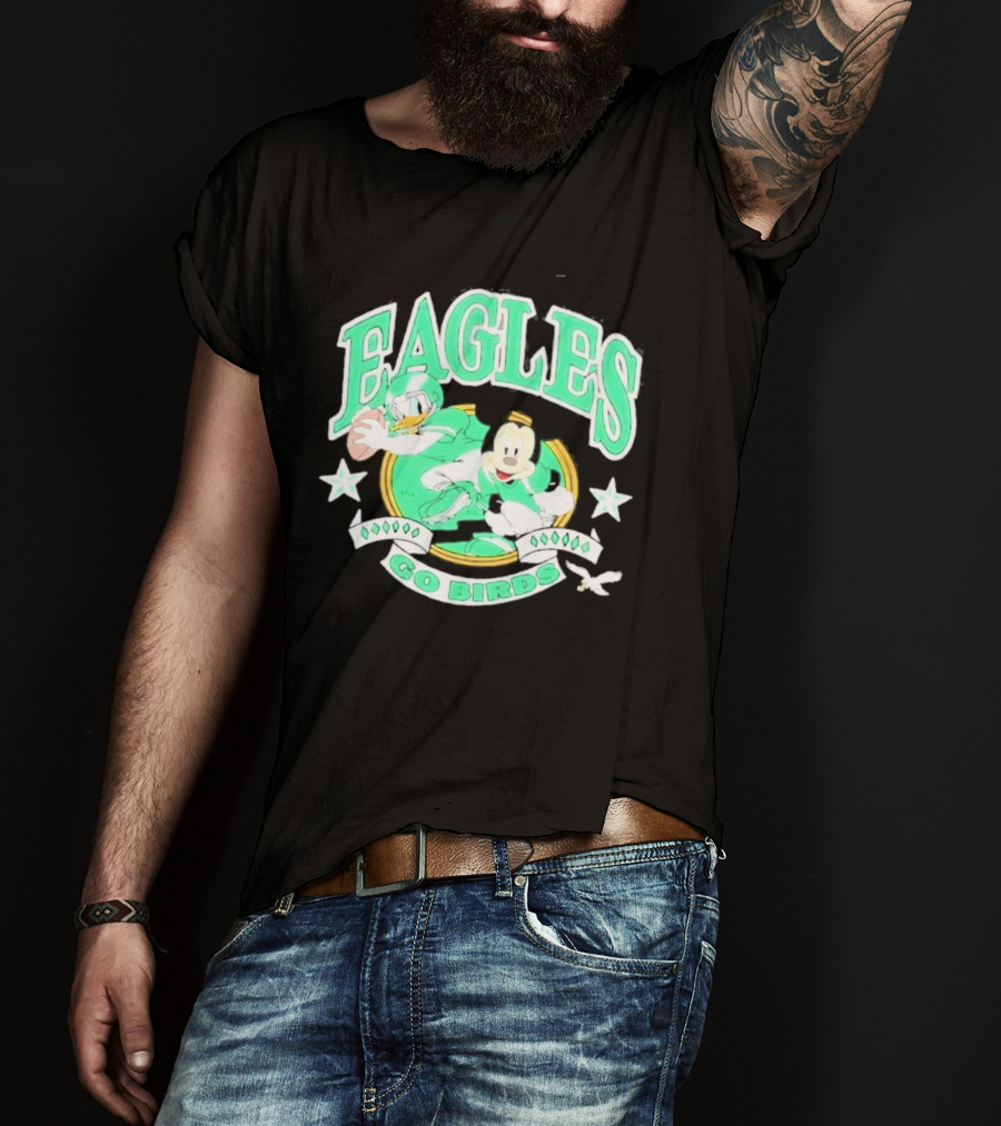 Eagles Go Birds Donald Duck Mickey Mouse Football Stars T-Shirt