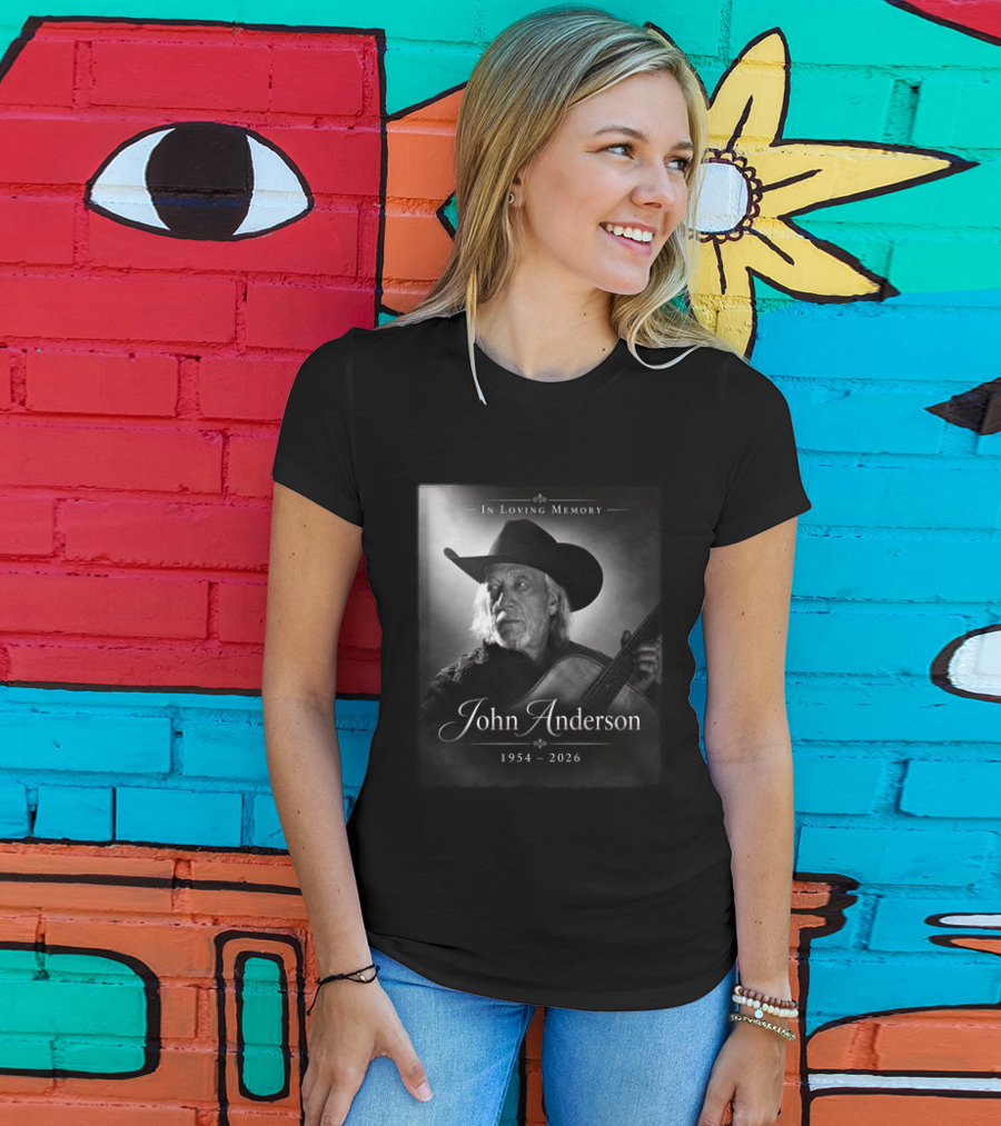 In Loving Memory John Anderson 1954 2026 Cowboy Hat Guitar T-Shirt