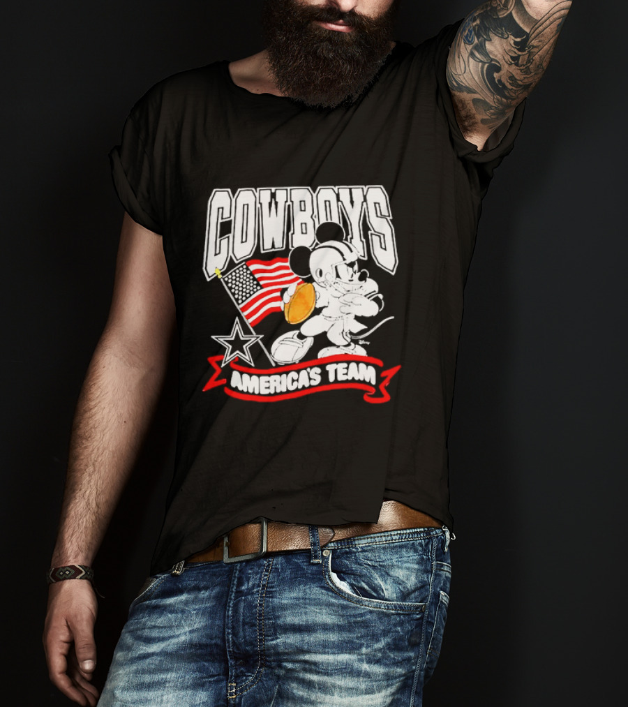 Cowboys Mickey Mouse Americans Team Flag Football T-Shirt