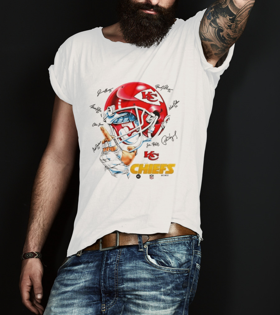 Kansas City Chiefs Signatures KC Football Helmet Chiefs Kingdom T-Shirt