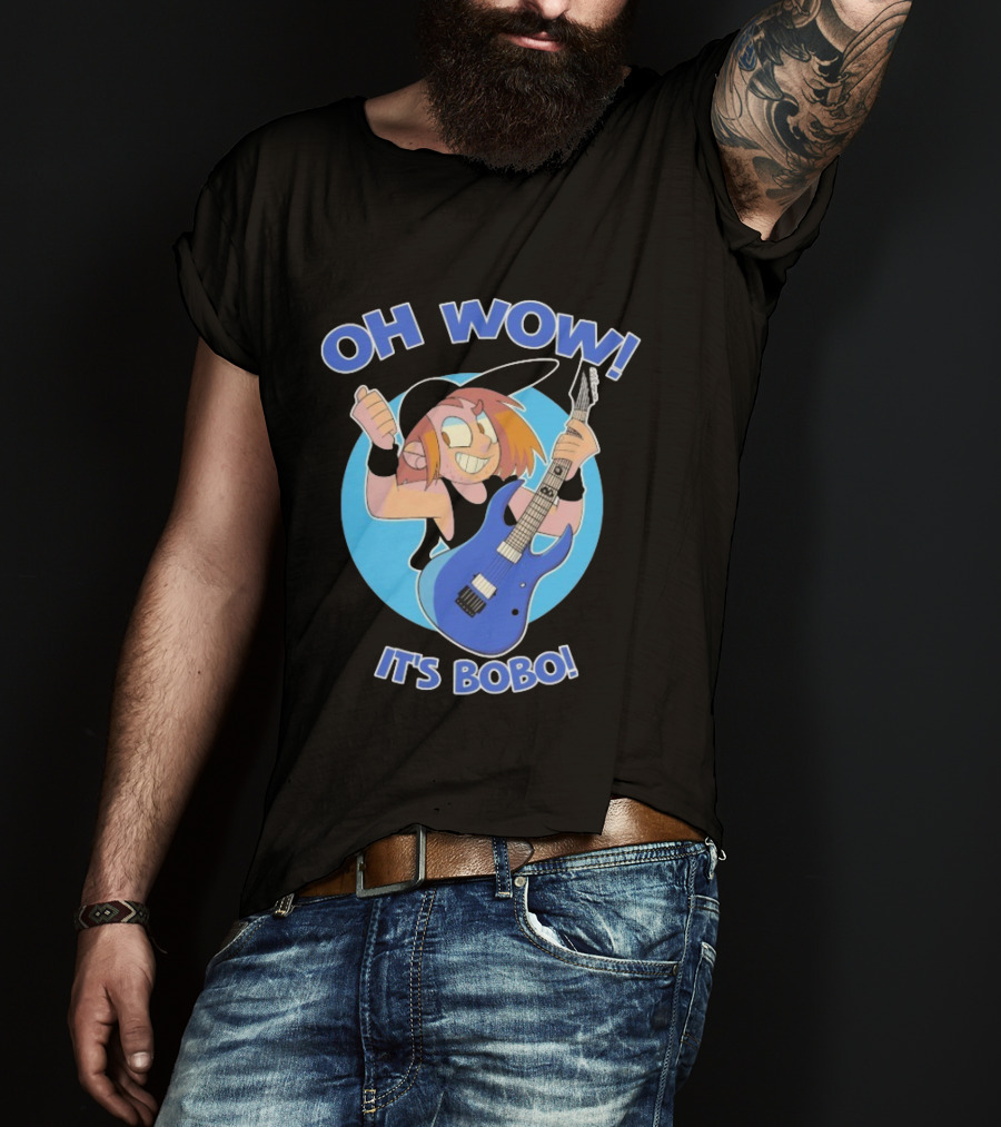 Oh Wow It's Bobo Alestorm Cartoon Character With Electric Guitar T-Shirt