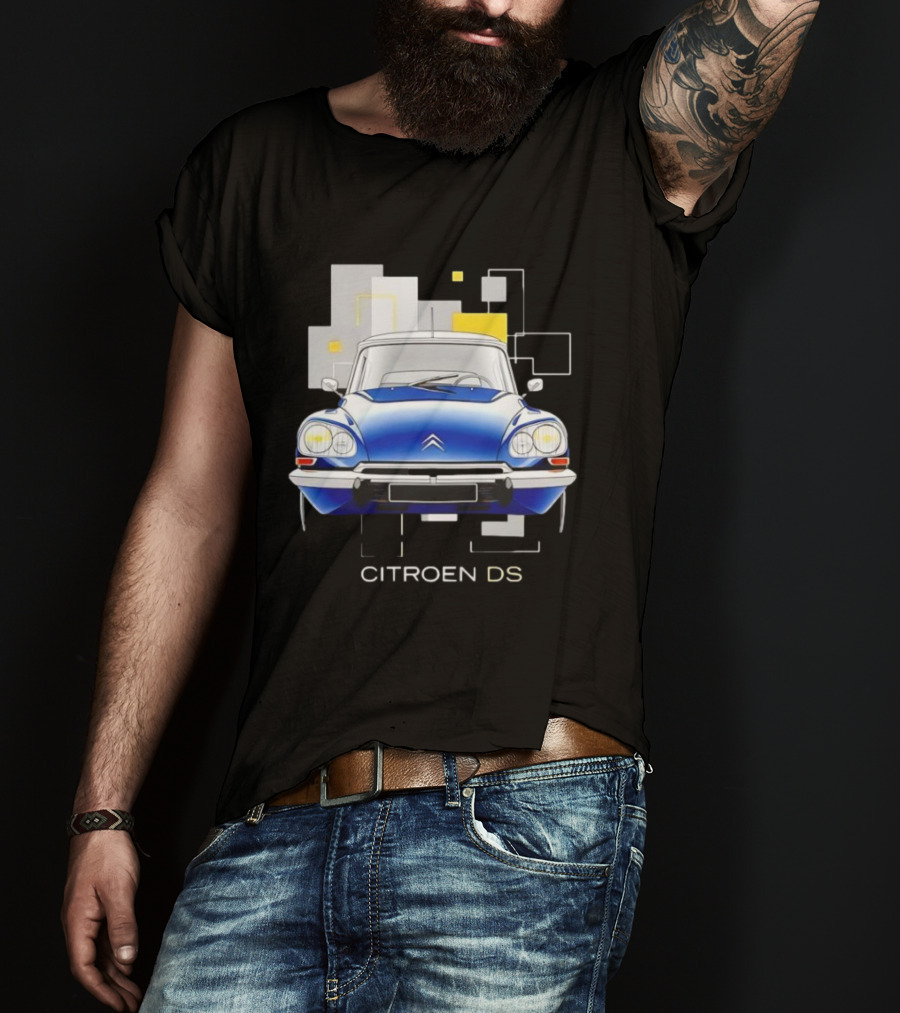 Citroën DS Classic Car Blue Front View Vintage Design T-Shirt