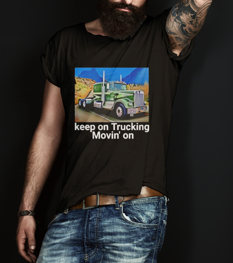 Keep On Trucking Movin' On Vintage Green Truck Scenic Road T-Shirt