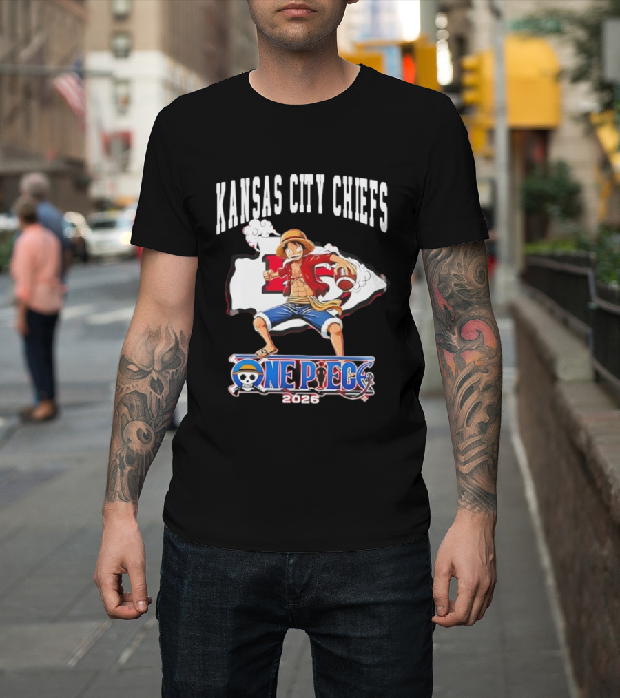 Kansas City Chiefs One Piece Luffy Football Crossover 2026 T-Shirt