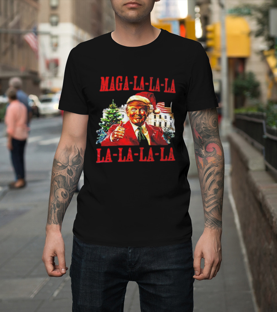 MAGA La La La Donald Trump Christmas Santa Hat Thumbs Up T-Shirt
