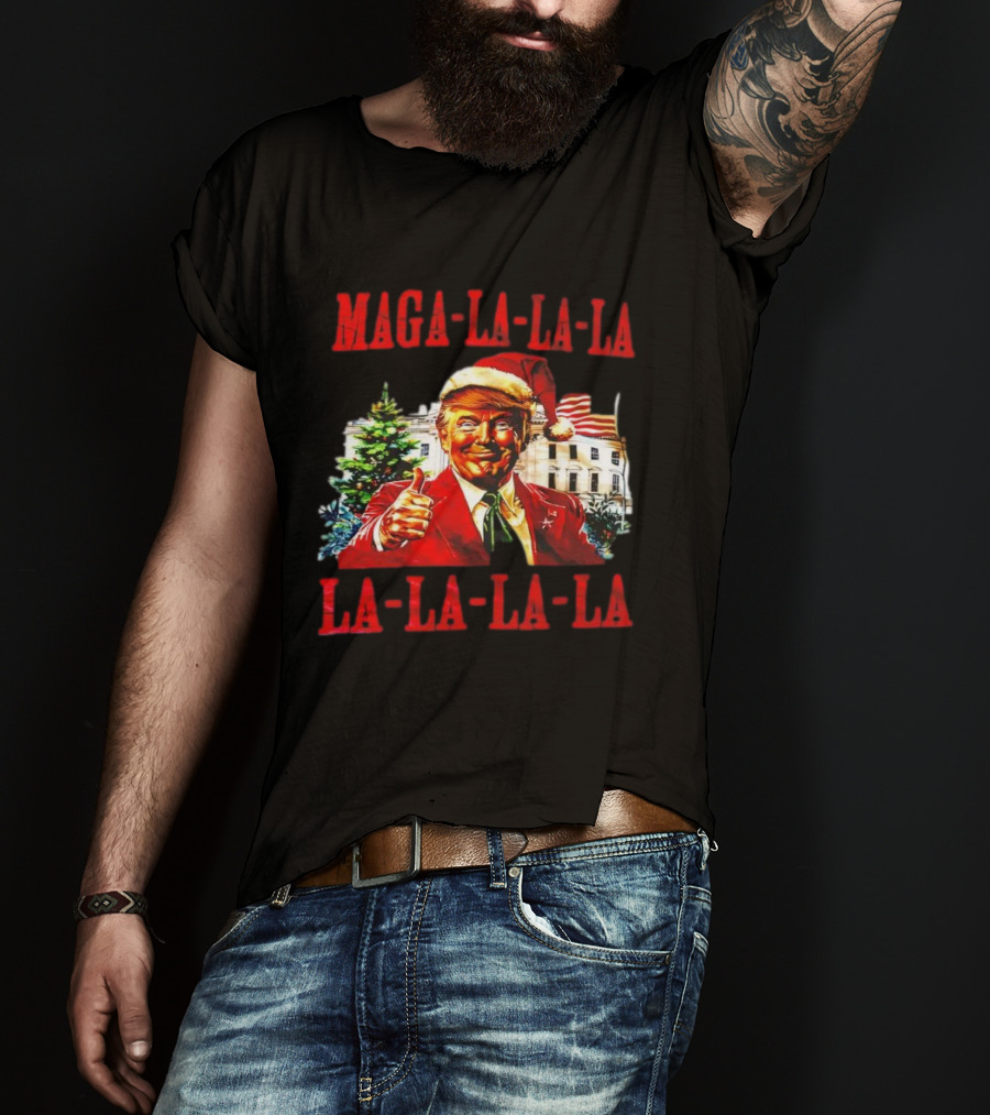 MAGA La La La Donald Trump Christmas Santa Hat Thumbs Up T-Shirt