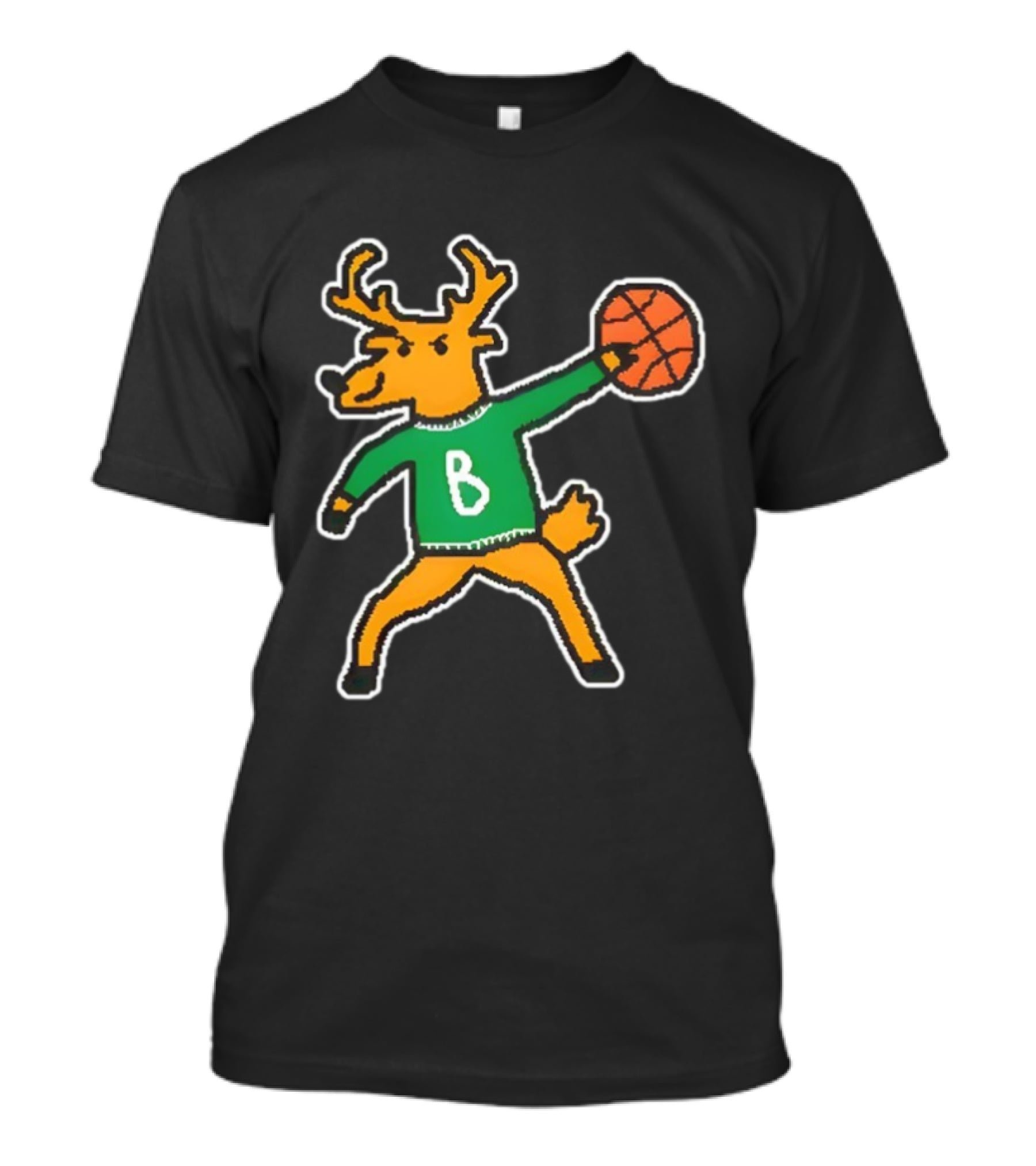 Milwaukee Bucks Vintage Mascot Deer With Basketball B Jersey T-Shirt