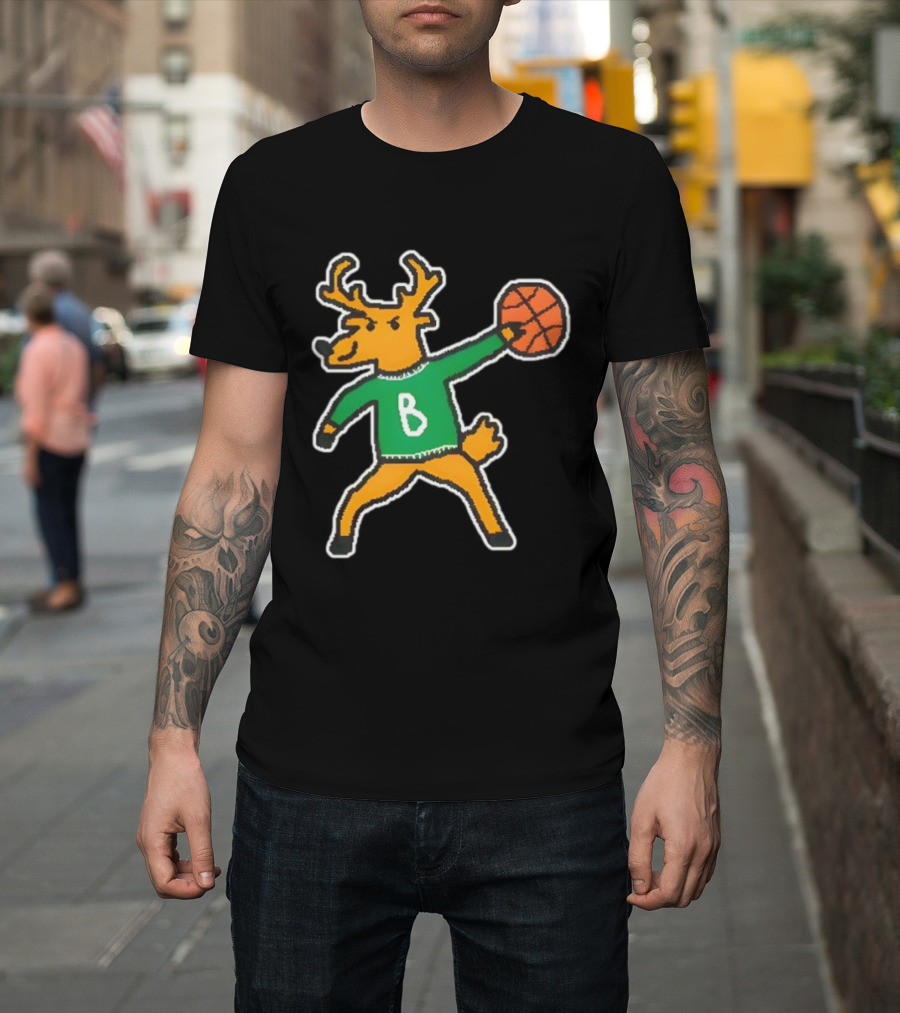 Milwaukee Bucks Vintage Mascot Deer With Basketball B Jersey T-Shirt
