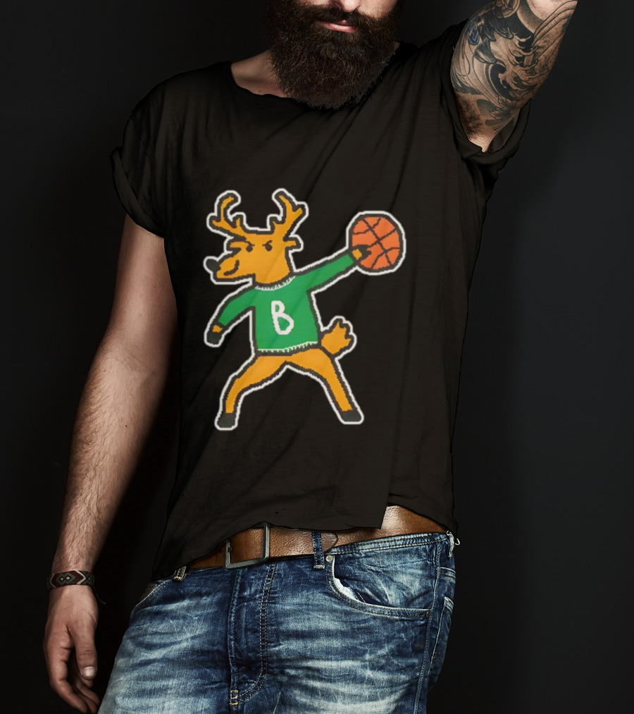 Milwaukee Bucks Vintage Mascot Deer With Basketball B Jersey T-Shirt