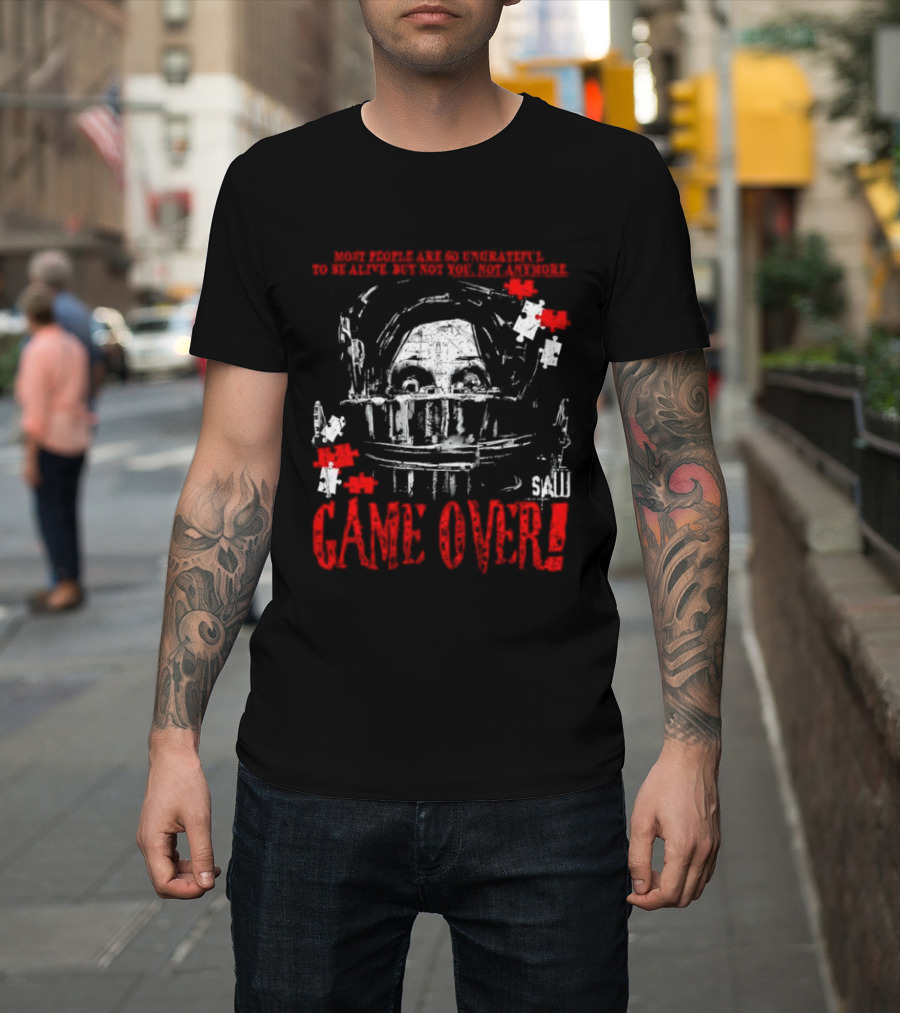 Saw Game Over Keep Calm And Survive Head Trap Horror Movie T-Shirt