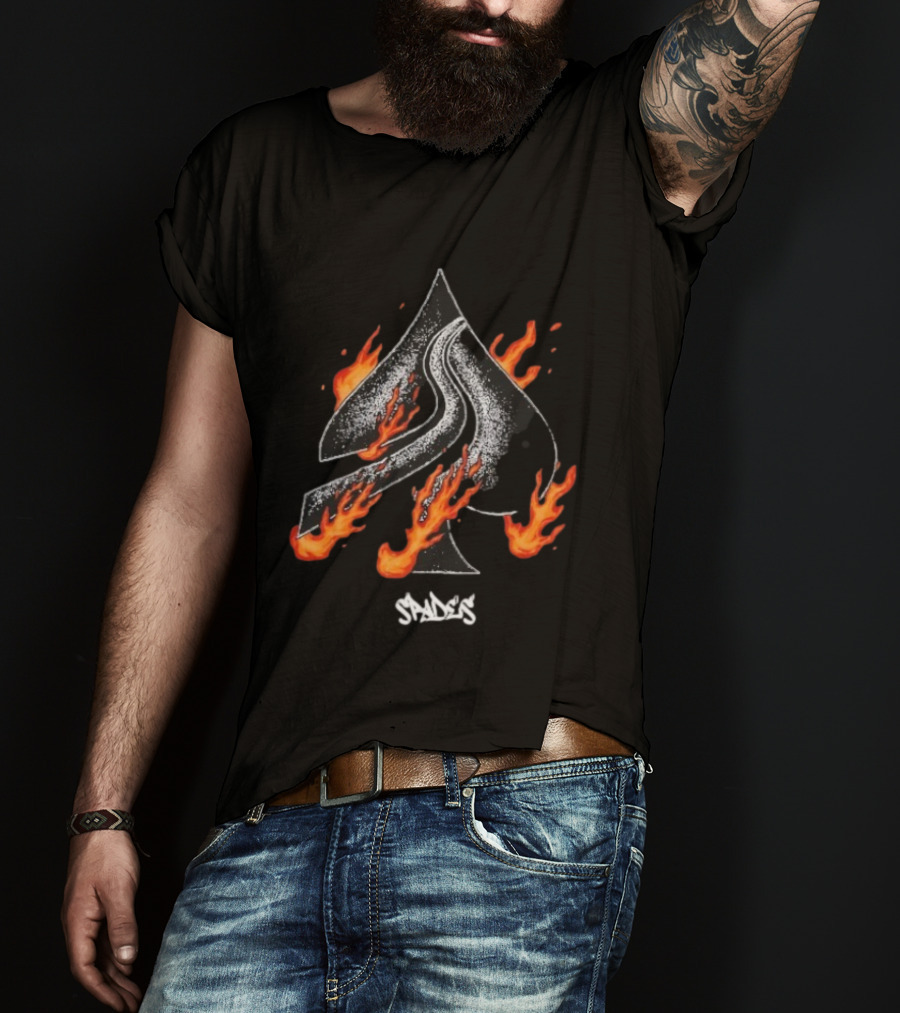 Ace Of Spades Flame Graphic With Fire Elements T-Shirt