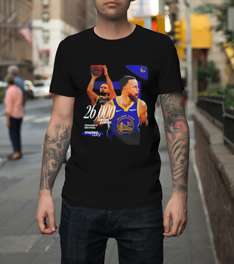 Stephen Curry Golden State Warriors 26000 Career Points 22nd NBA Player T-Shirt