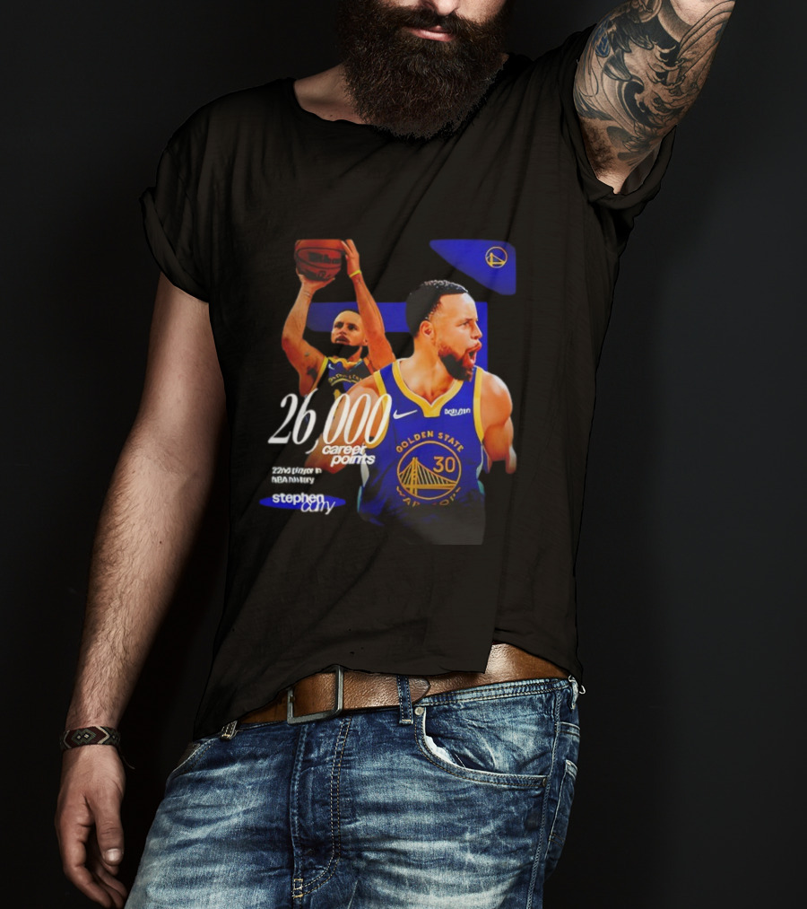 Stephen Curry Golden State Warriors 26000 Career Points 22nd NBA Player T-Shirt