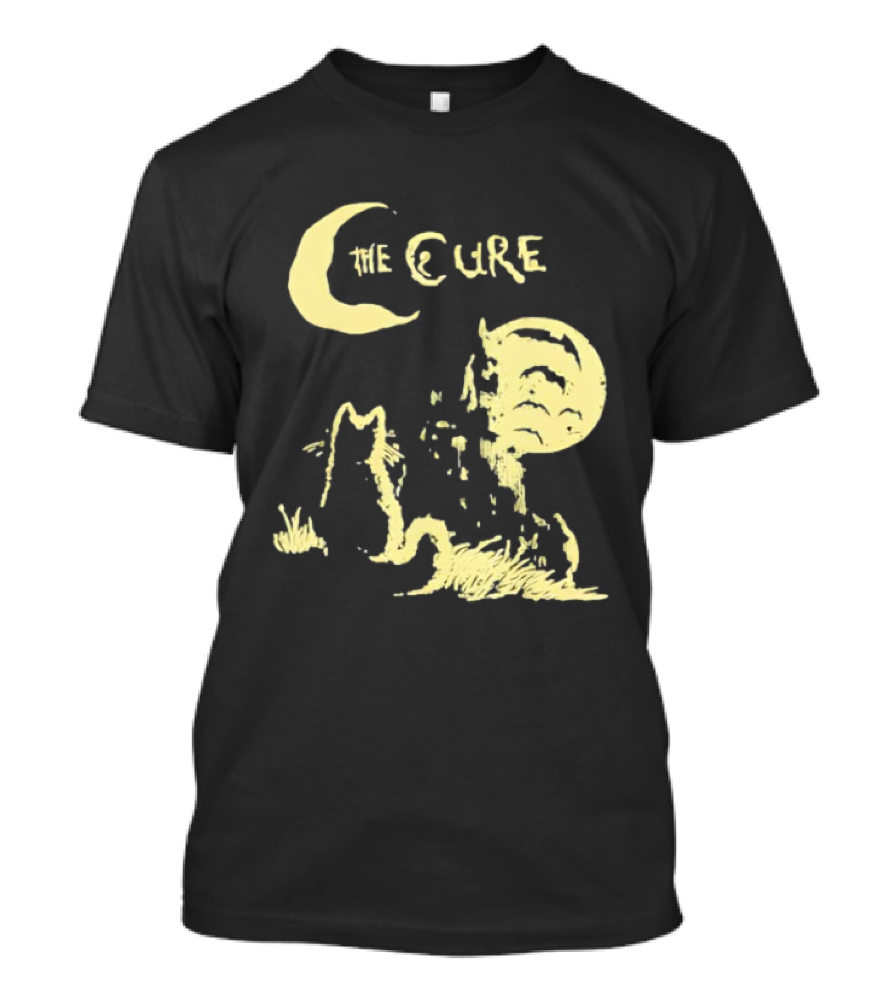 The Cure Cat Gothic Vintage Moonlit Night Scene T-Shirt