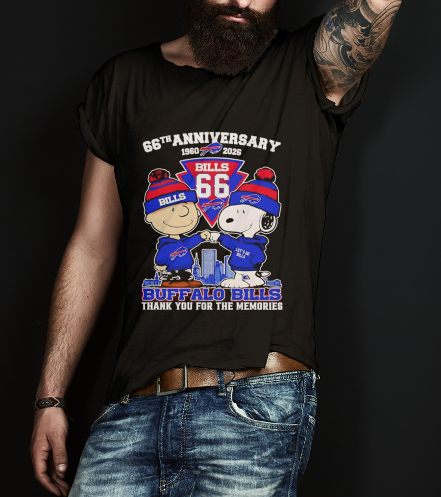 Peanuts Buffalo Bills 66th Anniversary 1950-2023 Thank You For The Memories T-Shirt