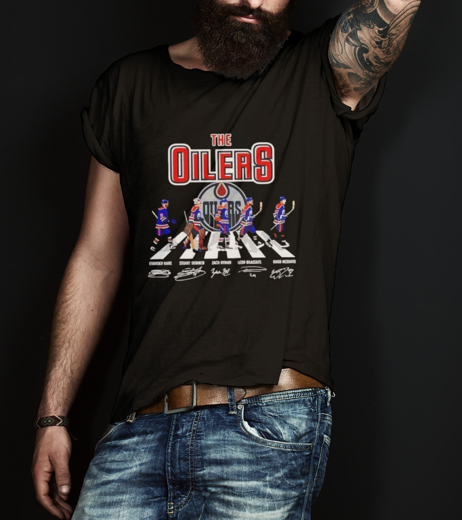 Edmonton Oilers Hockey Players Abbey Road Signatures T-Shirt