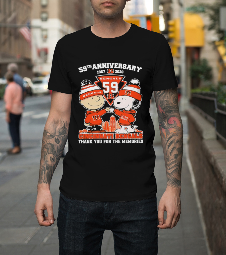 59th Anniversary 1967-2026 Bengals 59 Peanuts Cincinnati Bengals Thank You For The Memories T-Shirt