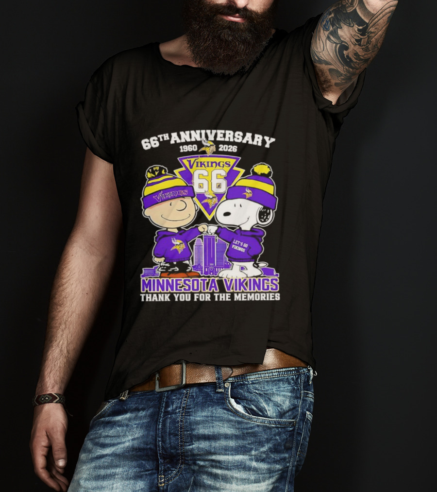 Peanuts Minnesota Vikings 66th Anniversary 1961-2023 Thank You For The Memories T-Shirt