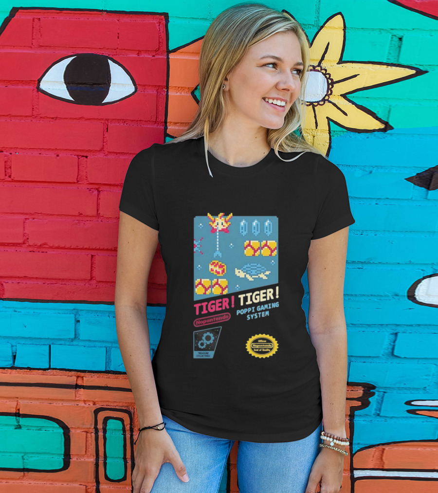 TIGER TIGER Poppi Gaming System Nopontendo Treasure Collecting Pixel Art T-Shirt