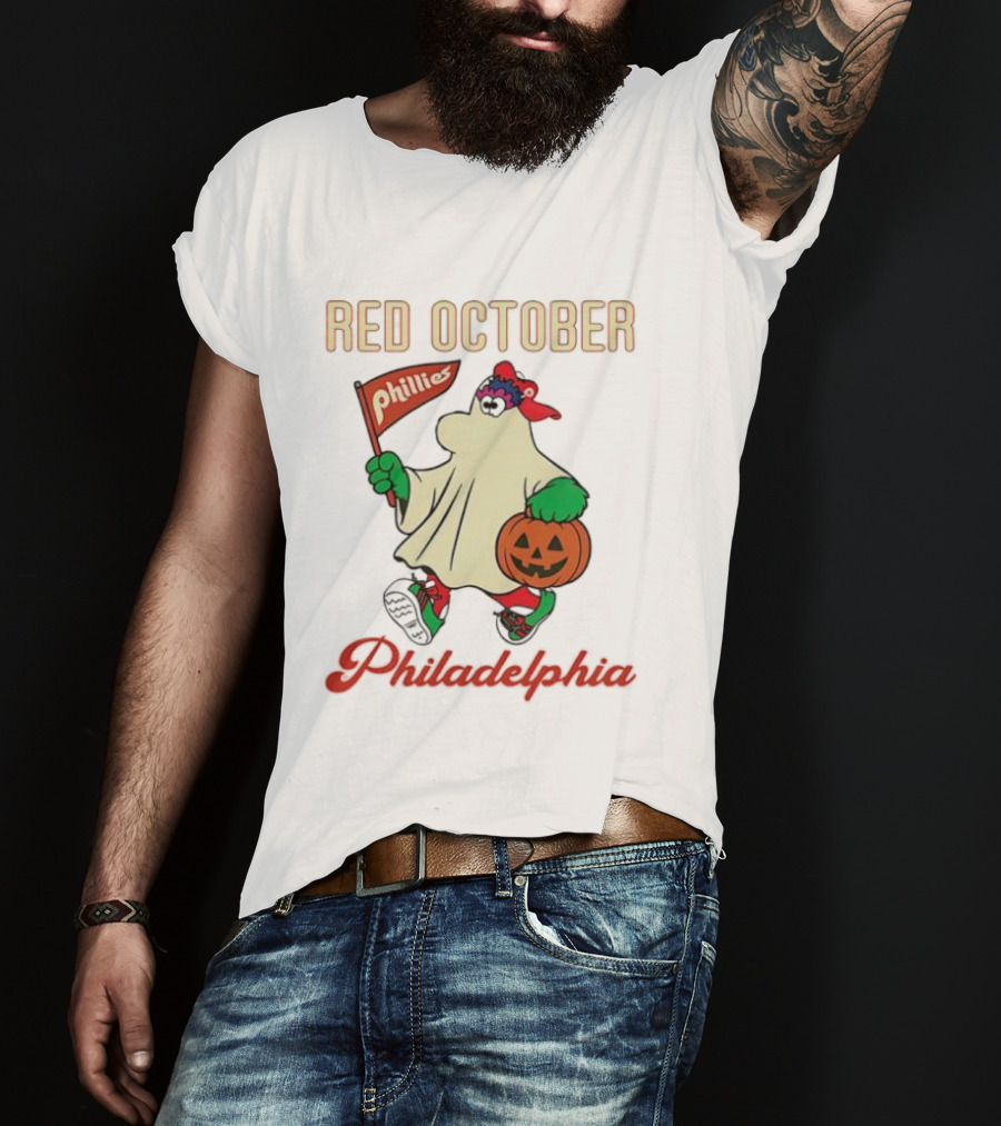 Red October Phillies Phanatic Ghost Halloween Pumpkin T-Shirt