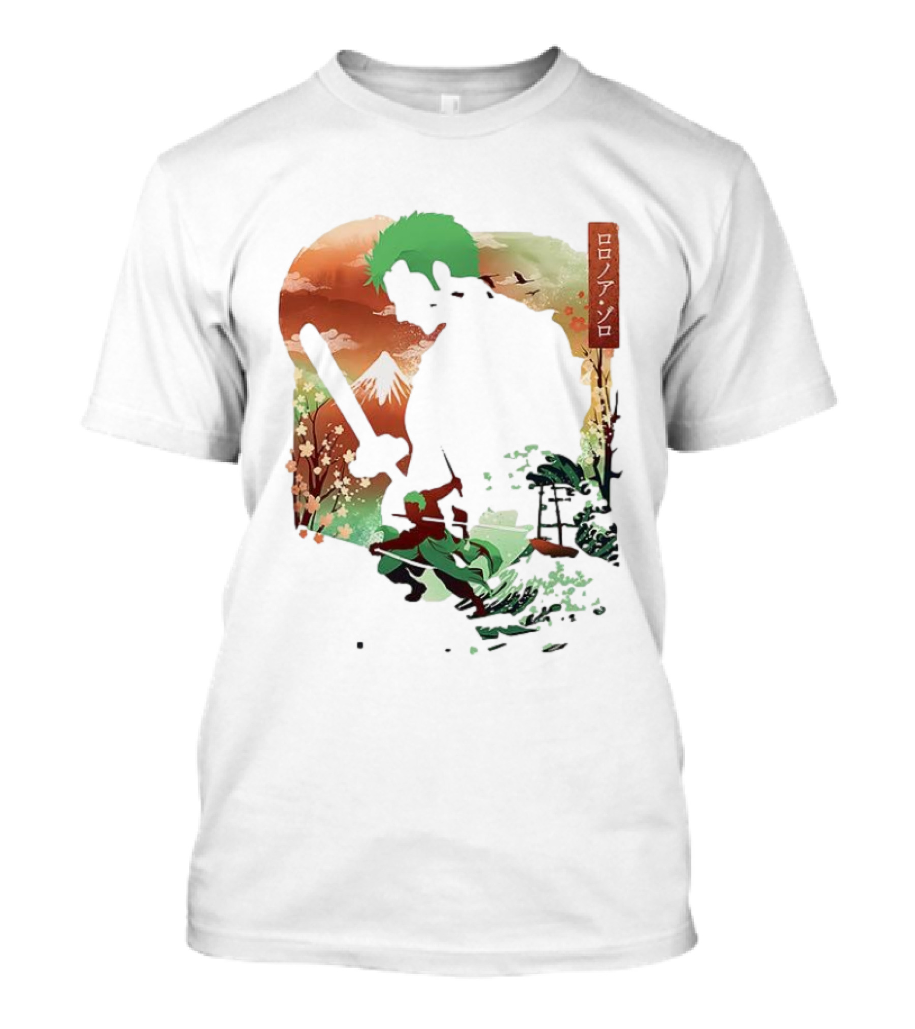 Roronoa Zoro One Piece Ukiyo-e Lunar New Year Silhouette Art Japanese Style T-Shirt