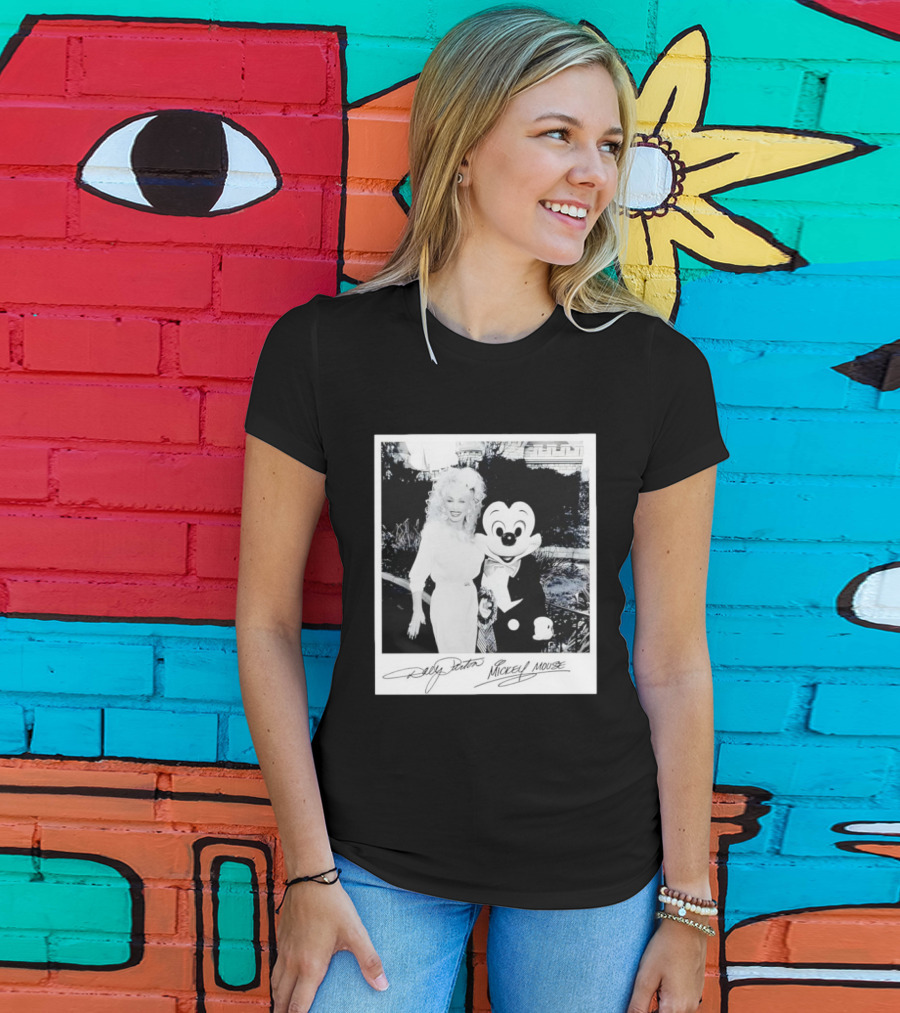 Dolly Parton Mickey Mouse Autograph Polaroid Disney Collaboration T-Shirt