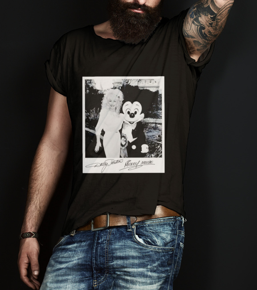 Dolly Parton Mickey Mouse Autograph Polaroid Disney Collaboration T-Shirt
