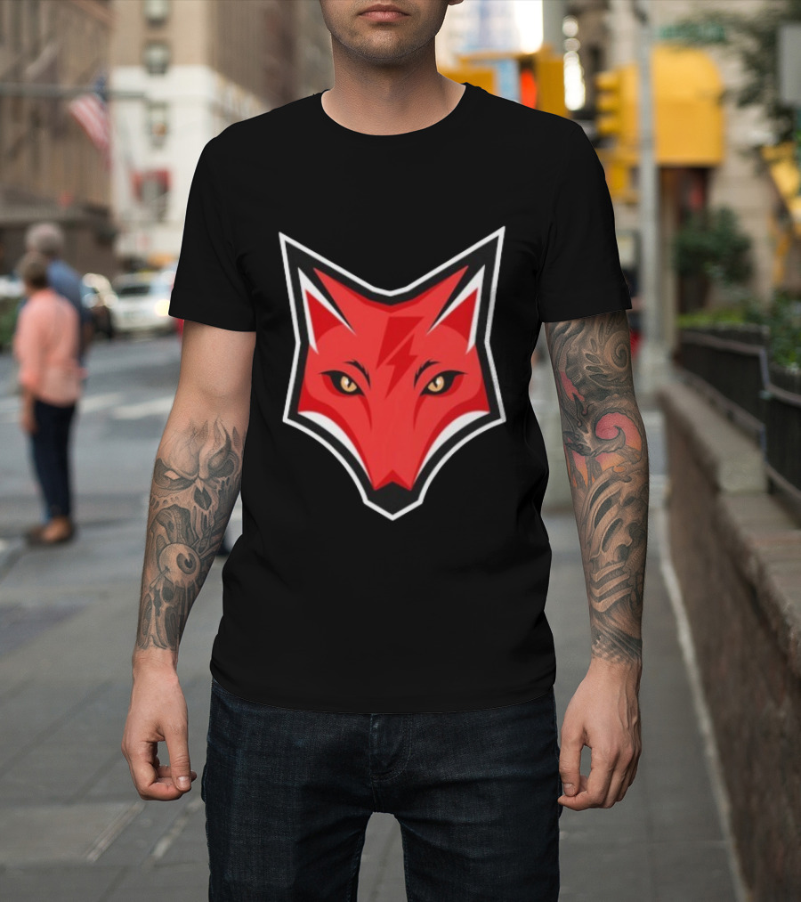 Electric Fox Lightning Emblem Red Fox Face T-Shirt