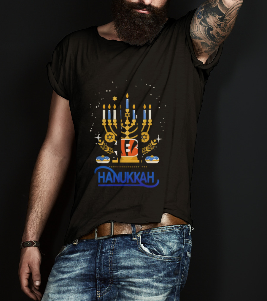Cincinnati Bengals Hanukkah Menorah Celebration T-Shirt