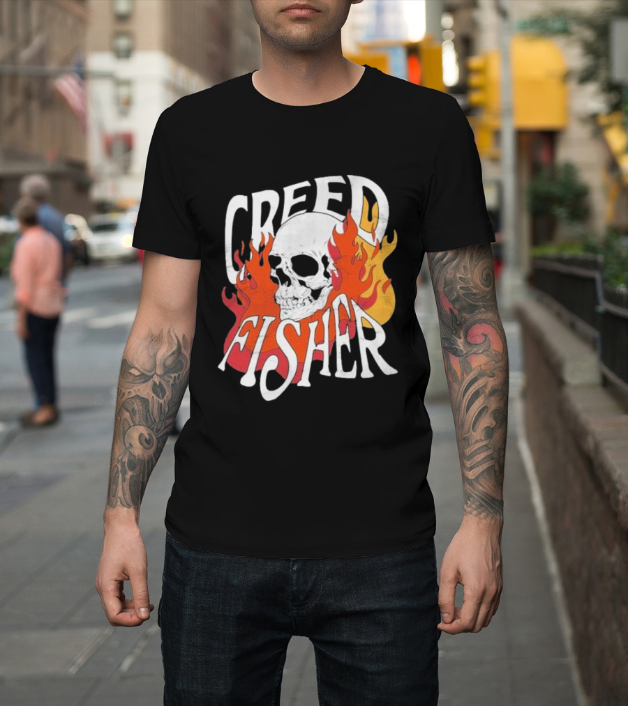 Creed Fisher Skull Flames Fire T-Shirt