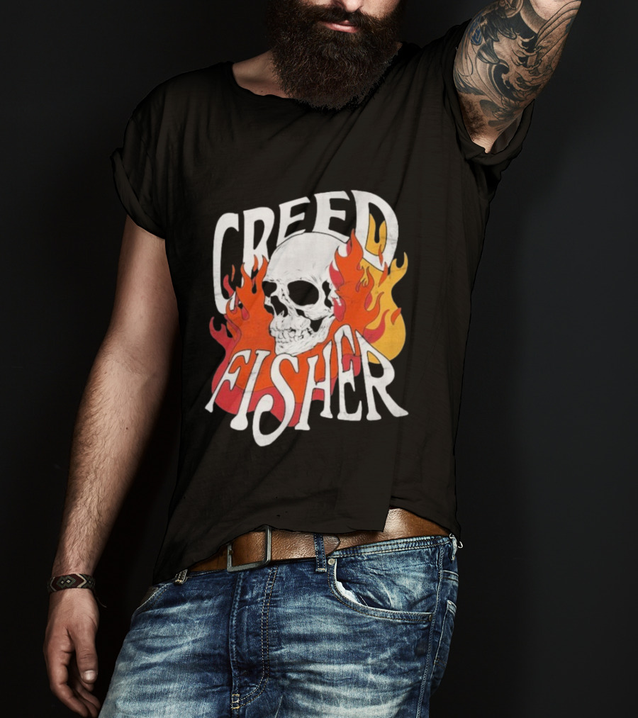 Creed Fisher Skull Flames Fire T-Shirt