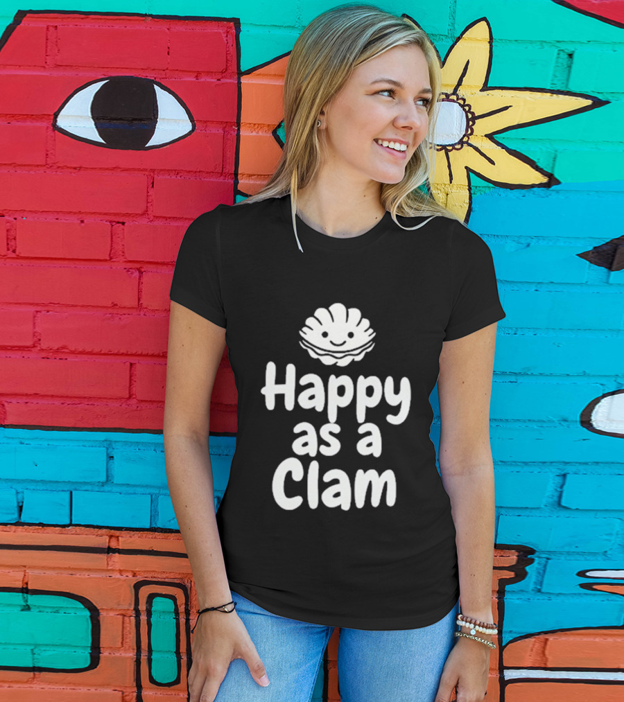 Happy As A Clam Cute Smiling Sea Shell T-Shirt