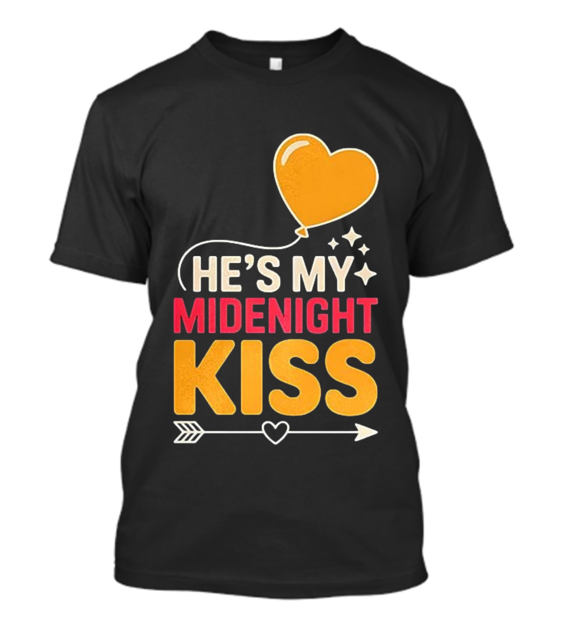Happy New Year Midnight Kiss Heart Balloon And Arrow T-Shirt