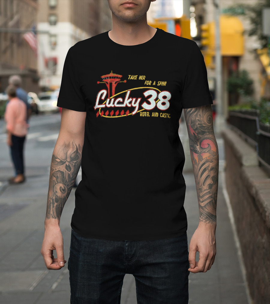 Lucky 38 Hotel And Casino Take Her For A Spin Tower T-Shirt