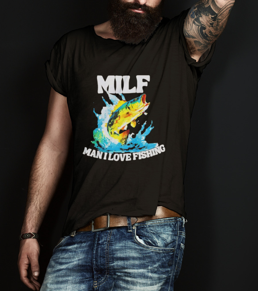 MILF Man I Love Fishing Peacock Bass Splashing Water T-Shirt