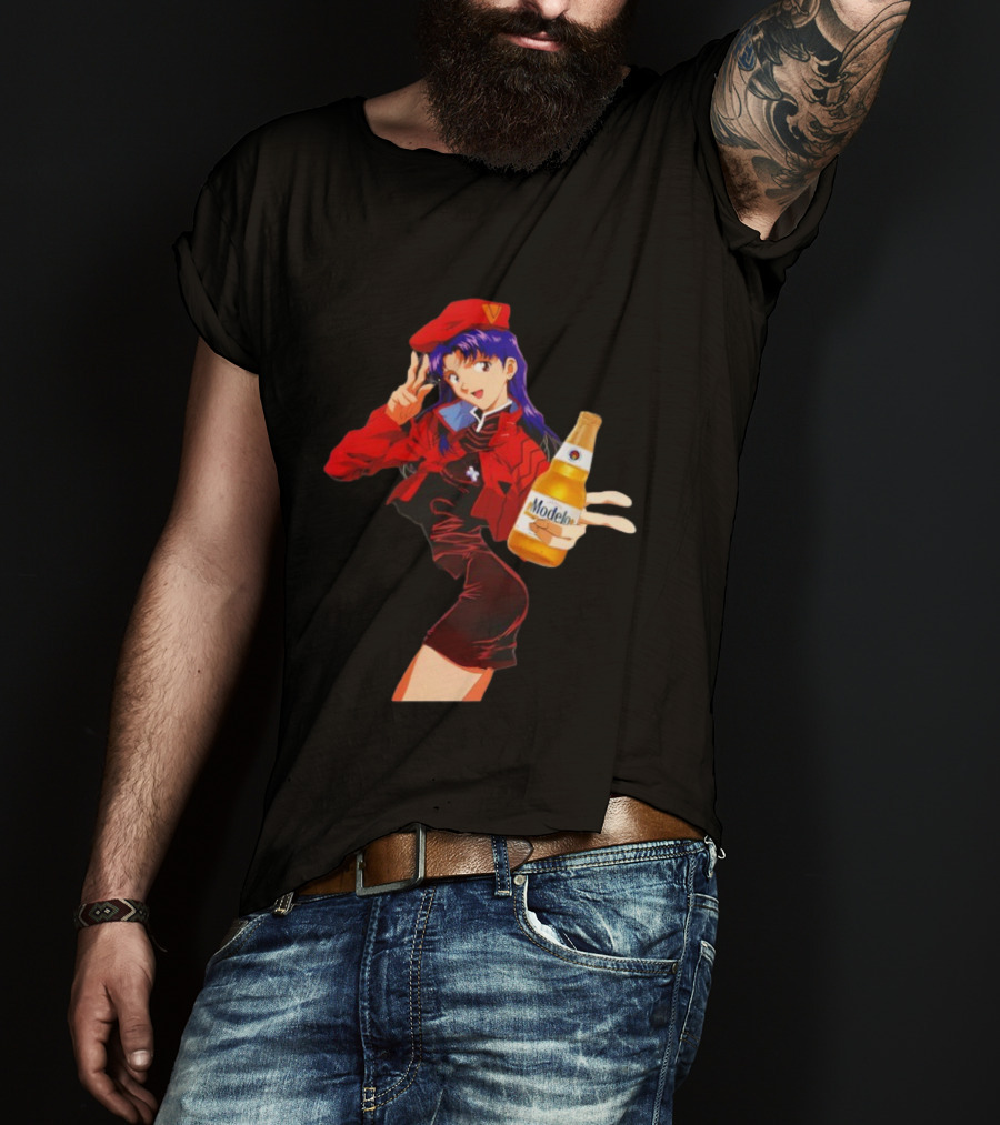 Misato Katsuragi Modelo Especial Beer Anime Fusion T-Shirt