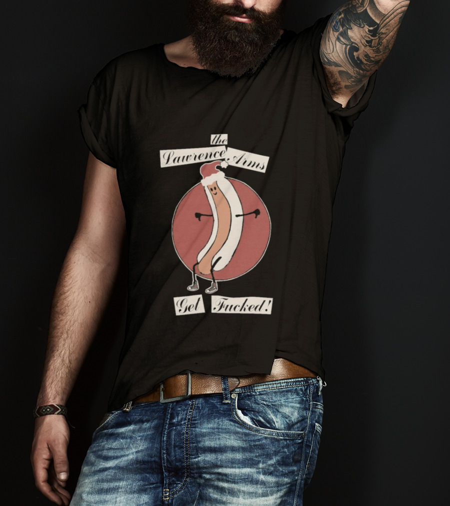 The Lawrence Arms Get Fucked Hot Dog Santa Christmas Holiday T-Shirt