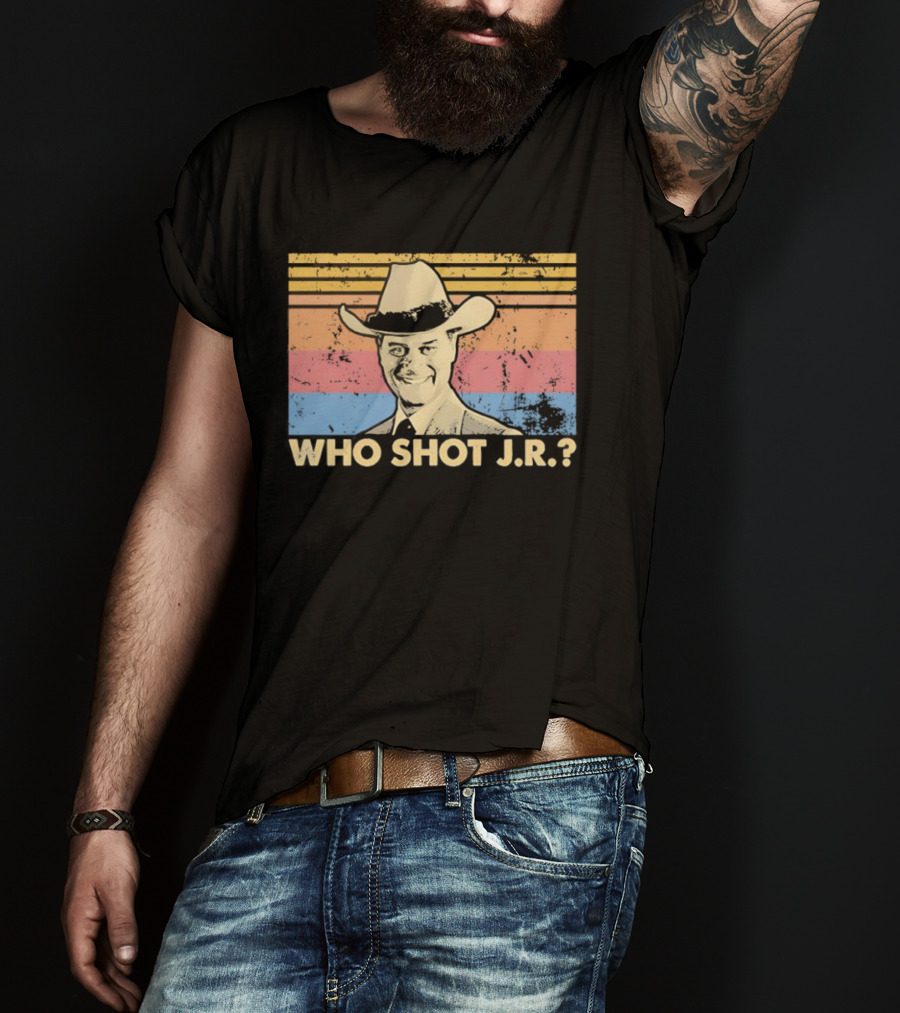 Who Shot J.R. Retro Cowboy Dallas TV Soap Opera Mystery T-Shirt